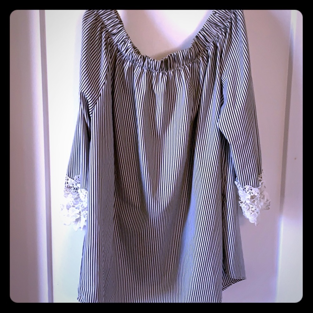 Off the shoulder striped blouse